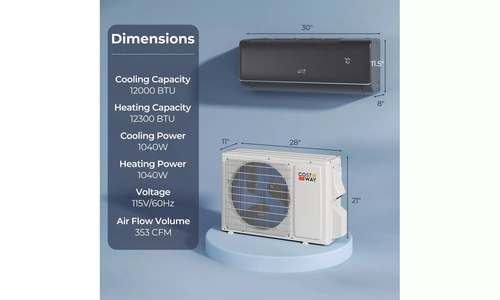 Costway Wifi Enabled Mini Split AC 20.5/22 SEER2 115V Inverter Air Conditioner