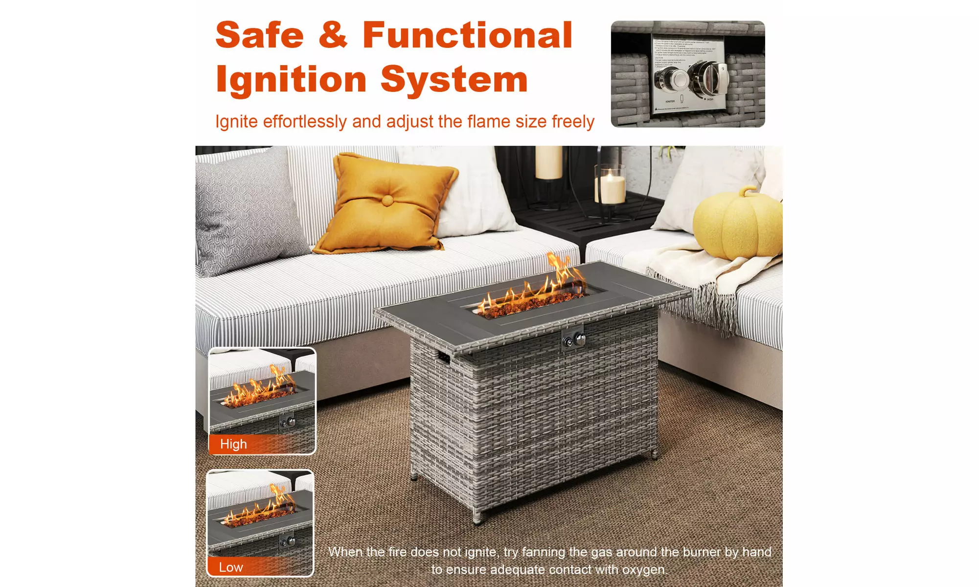 Costway Propane Fire Pit Table with Metal Slatted Tabletop & Steel Burner