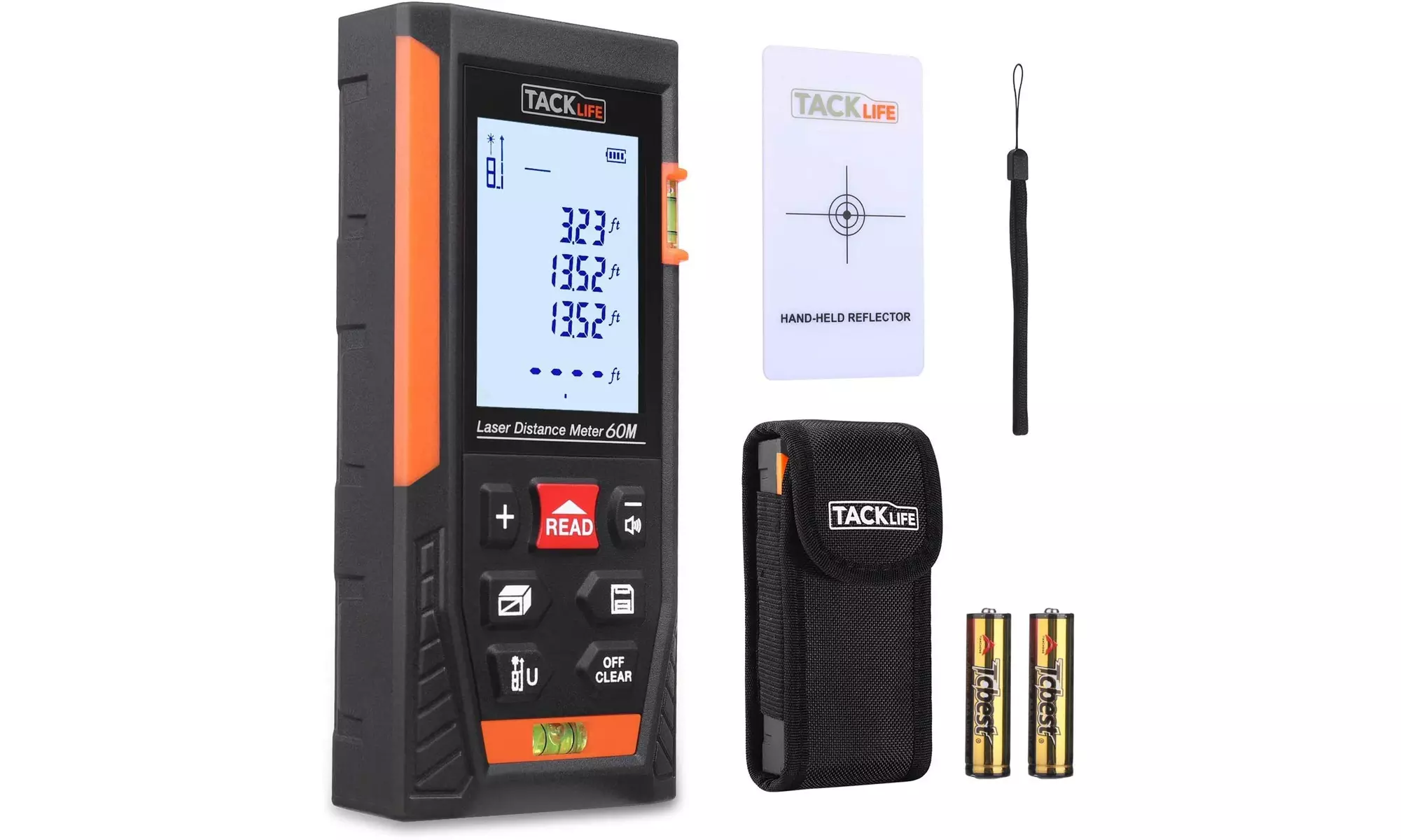 Tacklife Classic Laser Measure HD60 196Ft M/In/Ft Mute Laser Distance Meter - Primary Image