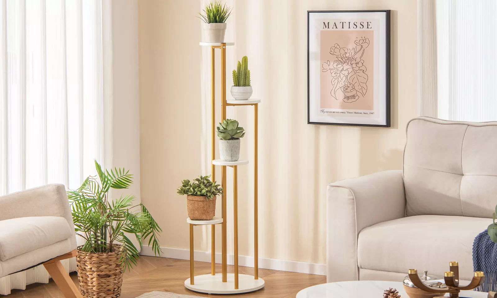 Costway 4-Tier Metal Plant Stand 48.5'' Tall Potted Planter Display Shelf