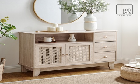 Rosalina Rattan Sideboard Console Table Media Center Natural