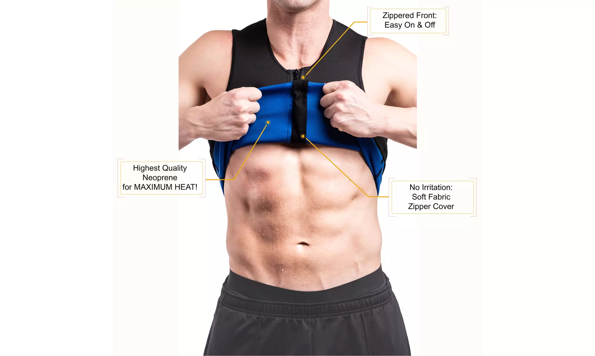 3KB Active Men's Neoprene Sweating Workout Waist Trainer Shirt With Zipper  - Primary Image