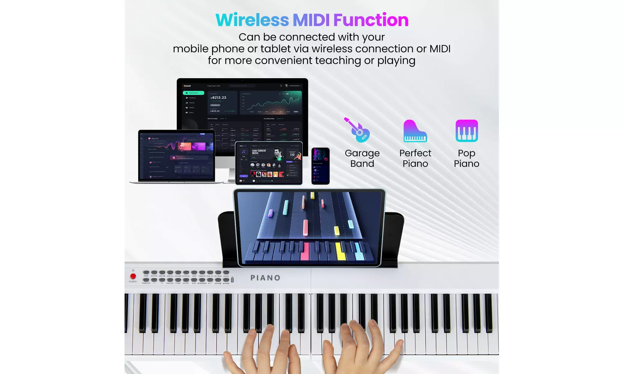 Costway 88 Key Folding Piano Keyboard with Wireless MIDI Dual Speakers