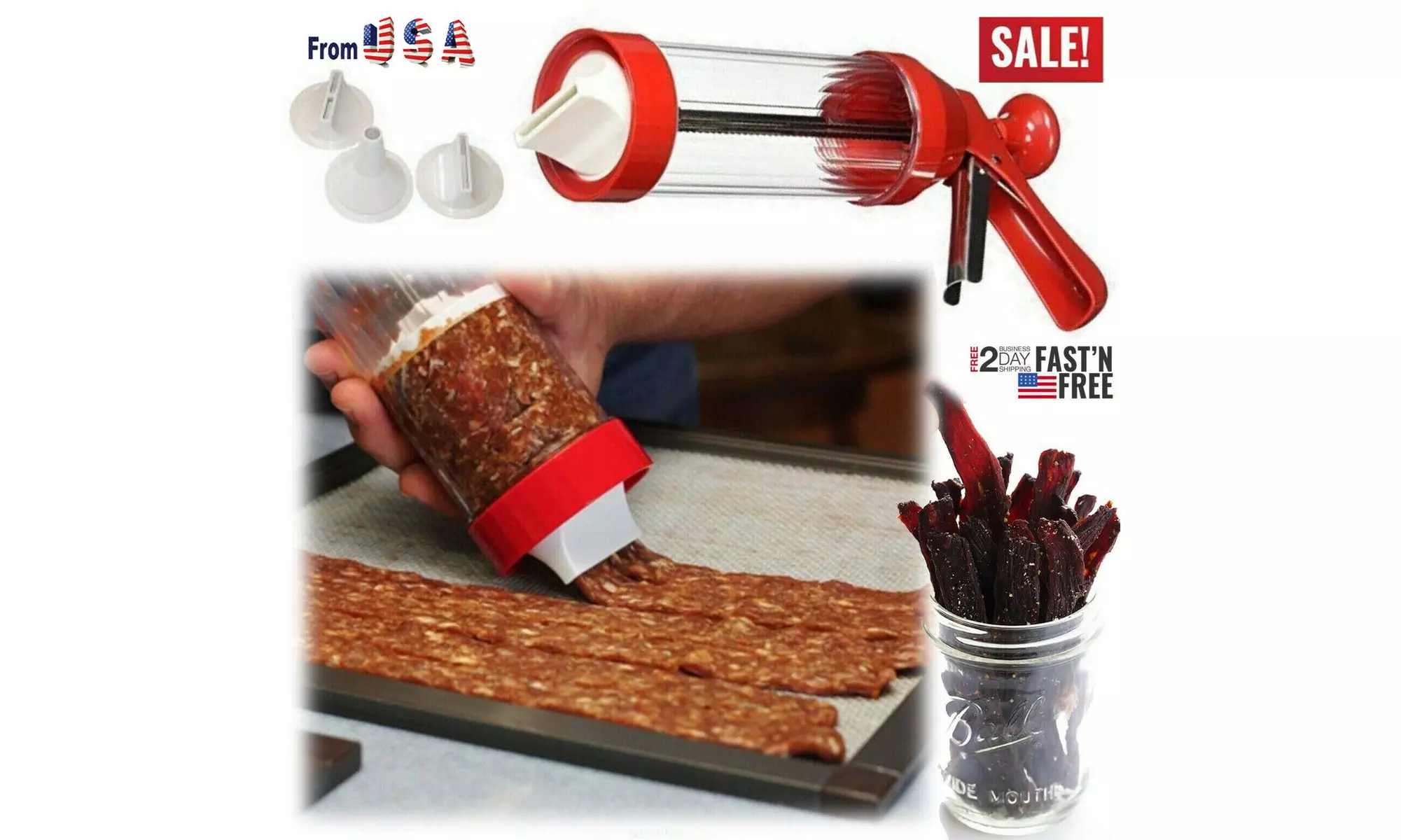 Beef Jerky Maker Homemade Commercial Meat Gun Kitchen Work Jumbo Seasoning Kit - Primary Image