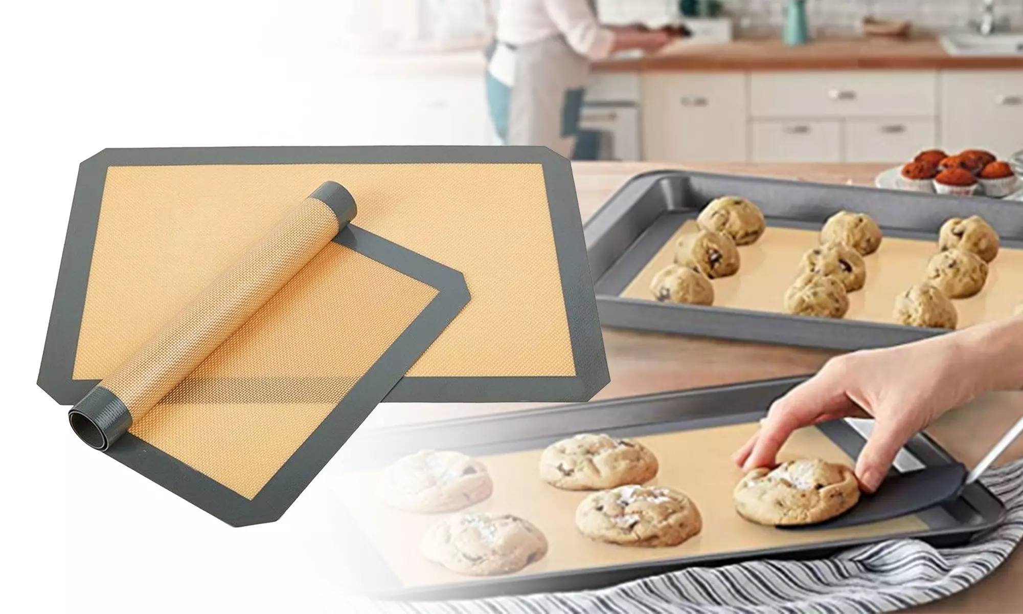 Silicone Baking Mat Reusable Silicone Non-Stick Food Safe Baking Mat 23.6x17.75" - Primary Image