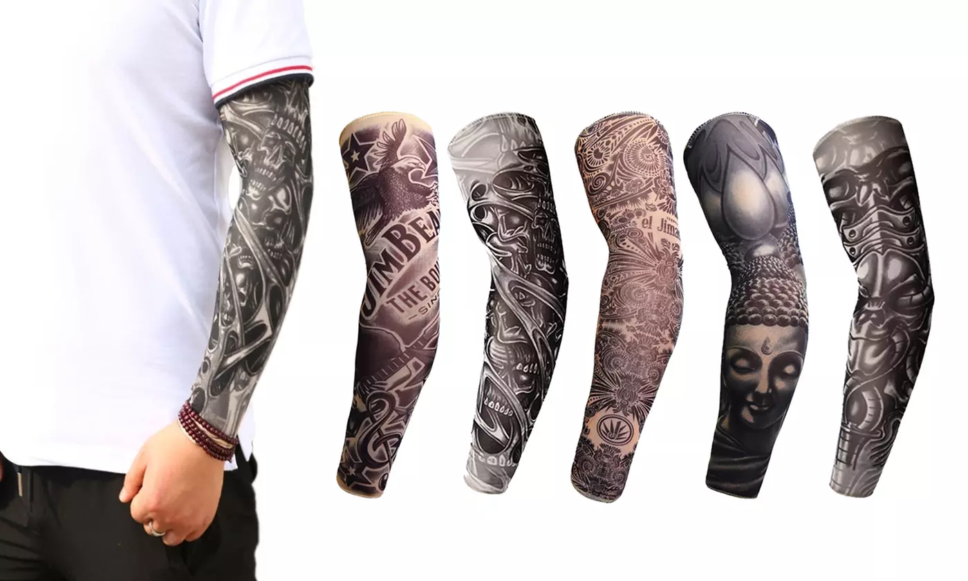 Tattoo Cooling Arm Sleeves Cover Basketball Golf Sport UV Sun Protection - Primary Image