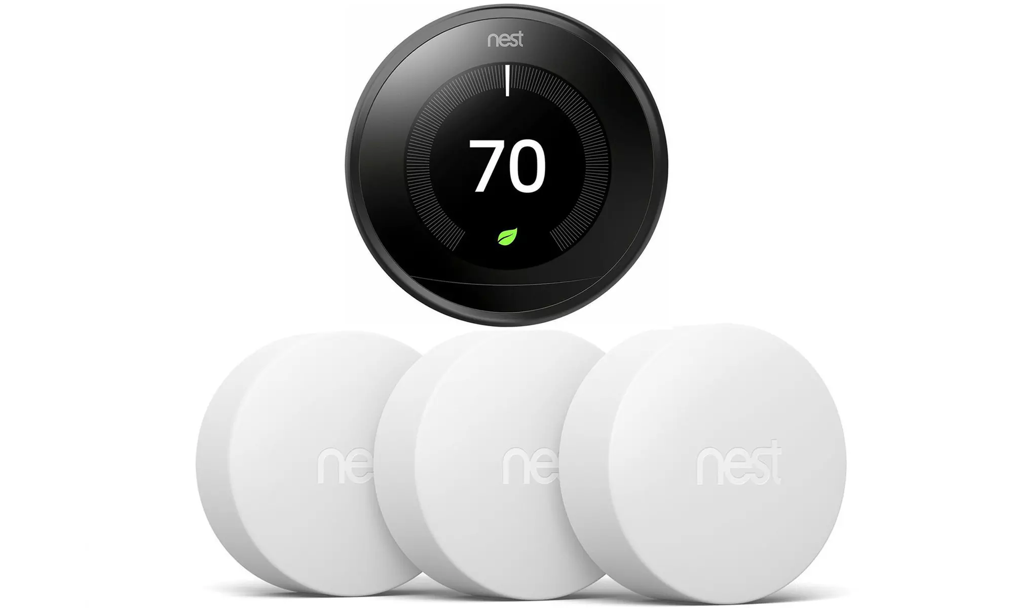 Nest Learning Thermostat 3rd Generation Black With Temperature Sensor Bundle - Primary Image