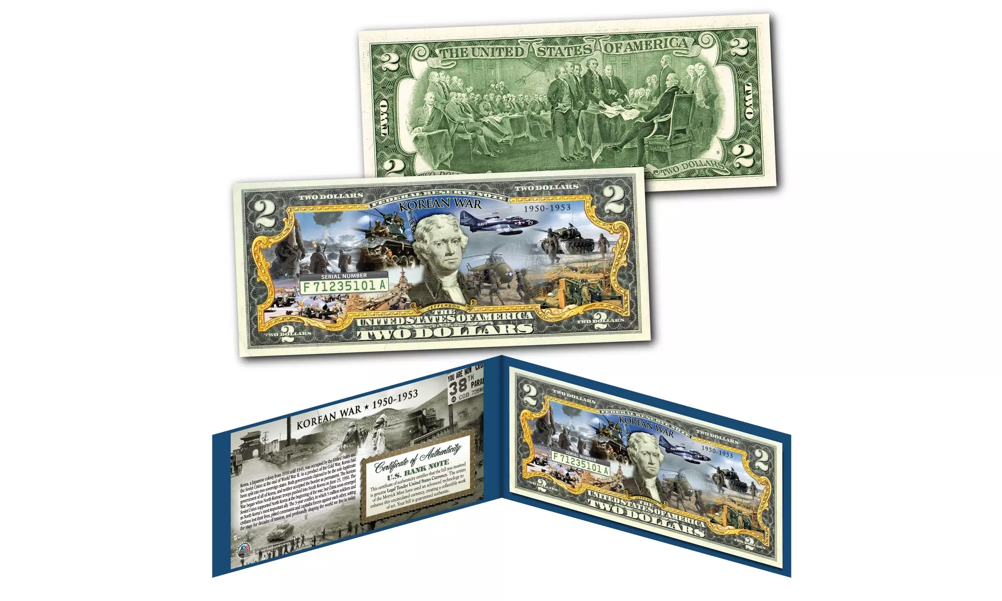 KOREAN WAR 1950-1953 Post WWII Forgotten War Genuine Two Dollar Bill - Primary Image