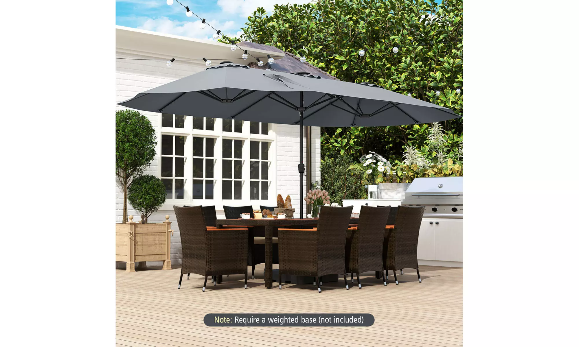 Costway 15.5 FT Extra-Large Patio Umbrella with LED Solar Lights