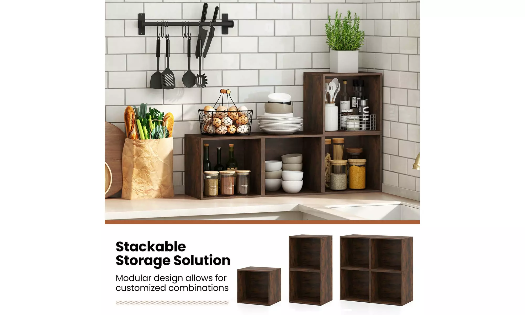 Costway Cube Storage Organizer Stackable Open Book Shelf for Small Space Storage