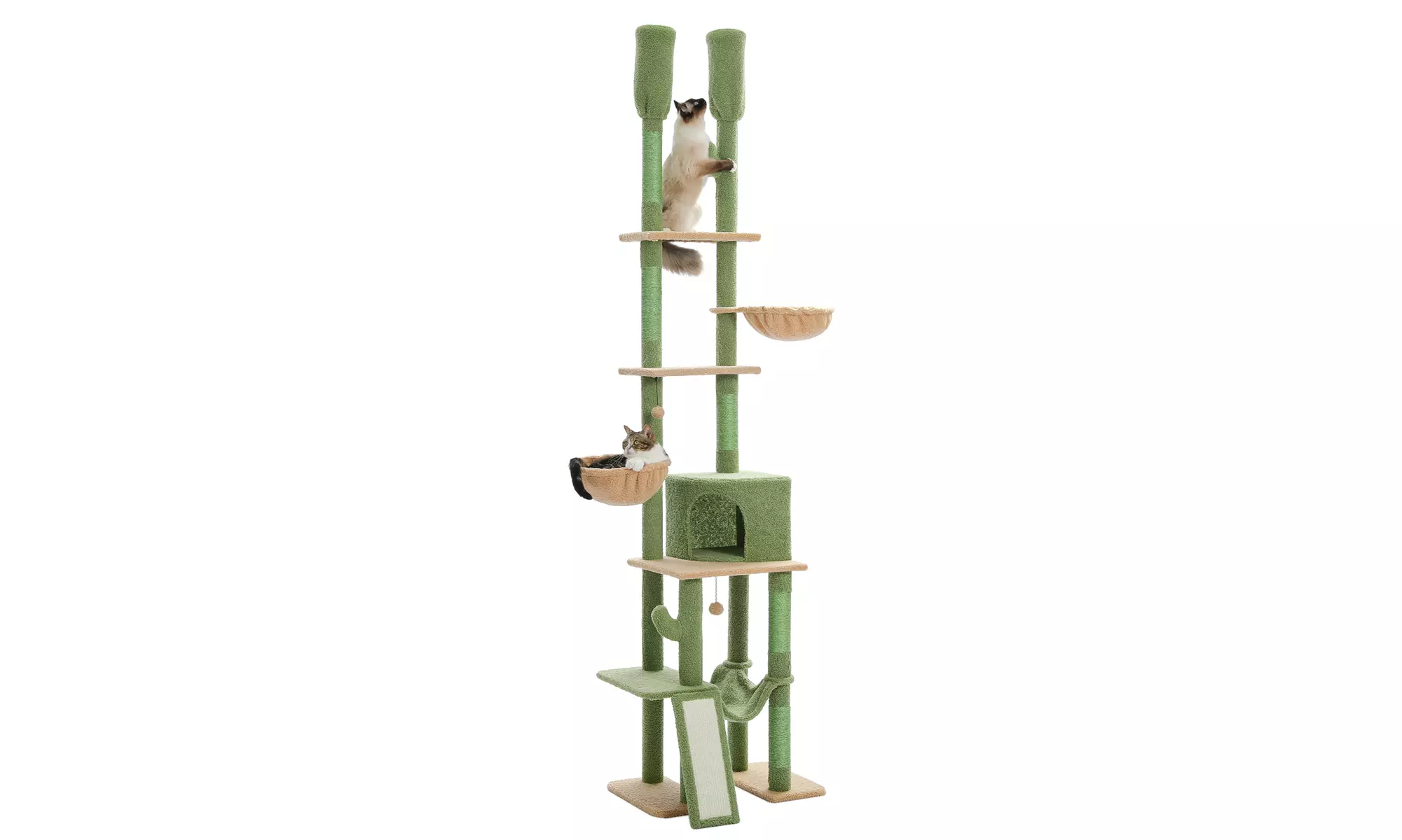 Cactus Cat Tree Floor to Ceiling Cat Tower with Adjustable Height - Primary Image