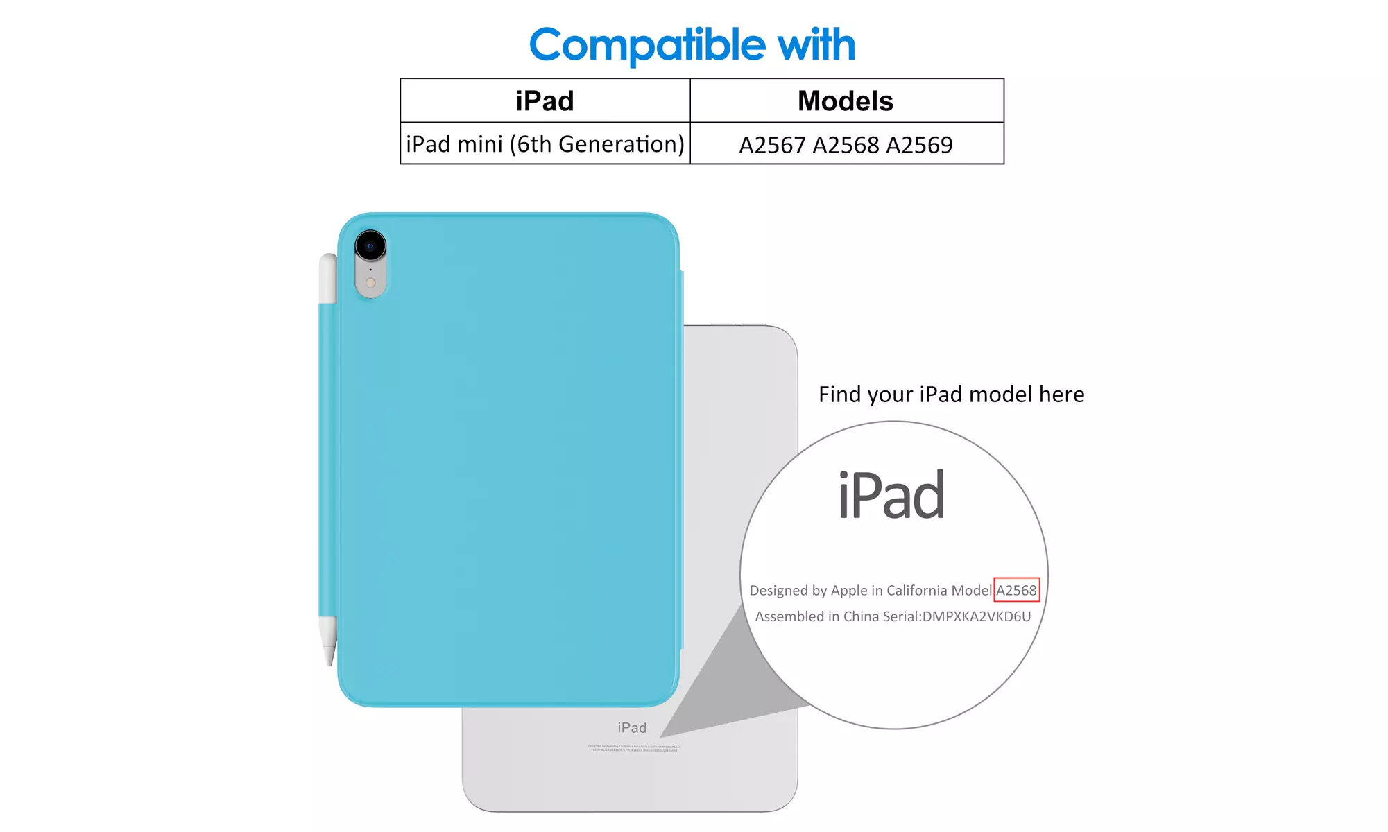 Case for iPad Mini 6 (2021 Model), Magnetic Attachment, Auto Wake/Sleep