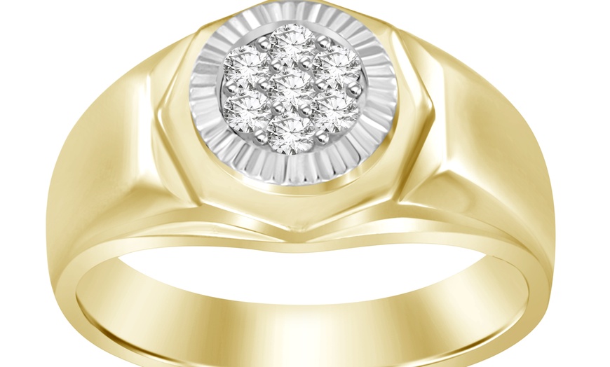 Image 1: 10K Yellow Gold 1/4 cttw Round Natural Diamond Men's Engagement Ring