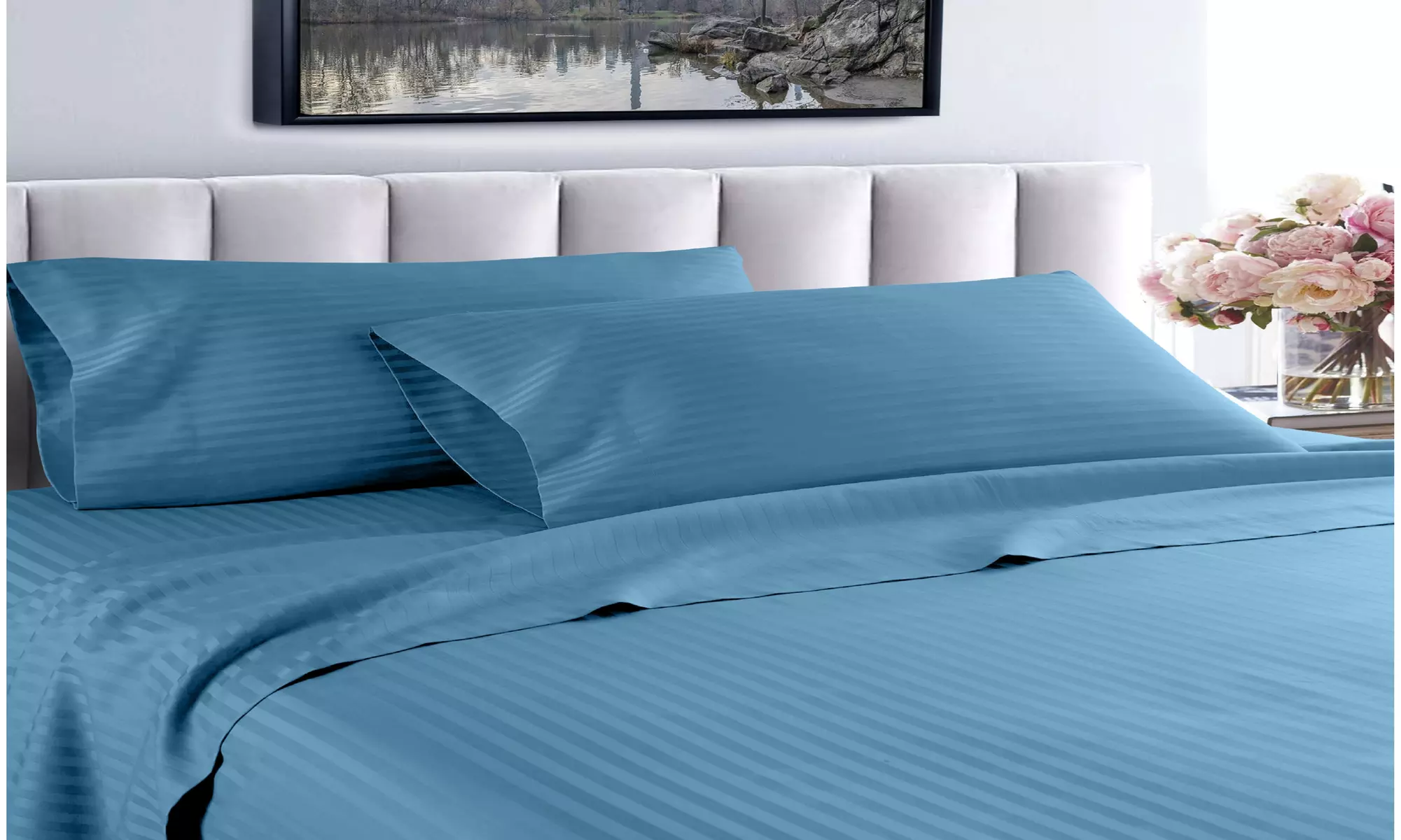 Home Sweet Home Dreams Inc 1200-Thread Count Stripe Cotton Sheet Set