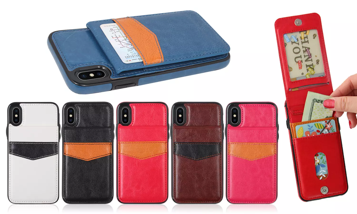 Leather Credit Card Folio Wallet Phone Case - iPhone X/XS, XR, XS Max - Primary Image
