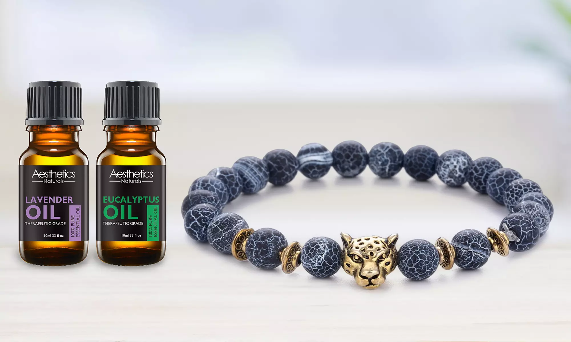 Lava Stone Diffuser Bracelet with Optional, Randomly Selected Essential Oils