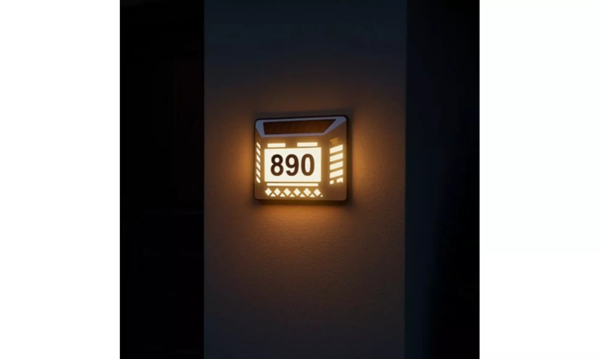 Water-Resistant Solar LED Address Plaque with Custom Numbers