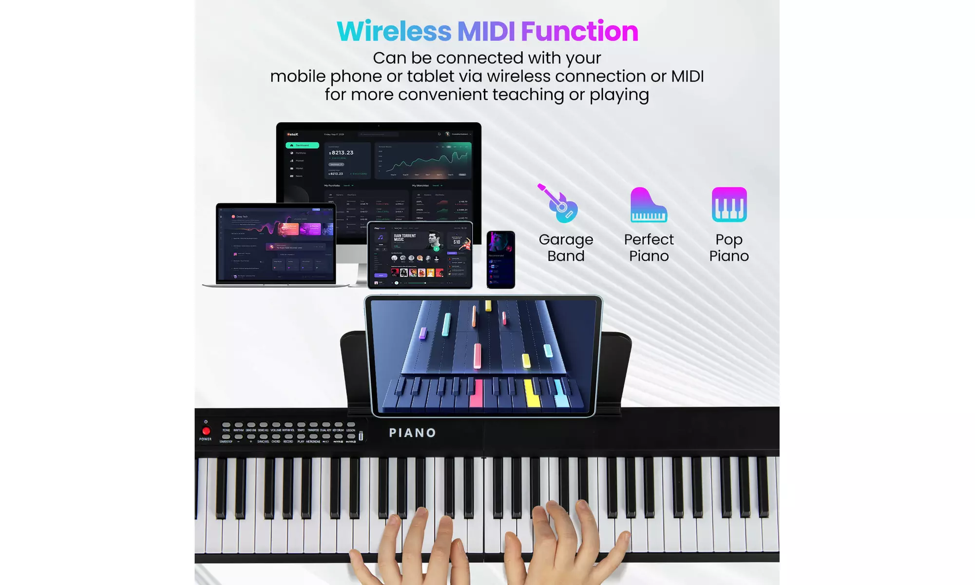 Costway 88 Key Folding Piano Keyboard with Wireless MIDI Dual Speakers