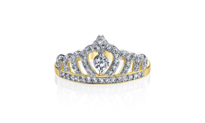 Image 2: 14k Yellow Gold Royal Princess Crown Ring