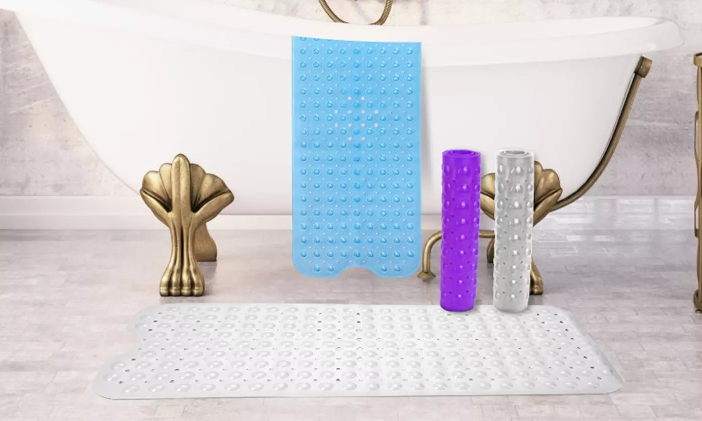 iMounTEK Non-Slip Pebble Bath Mat with Suction Cups & Drain Holes