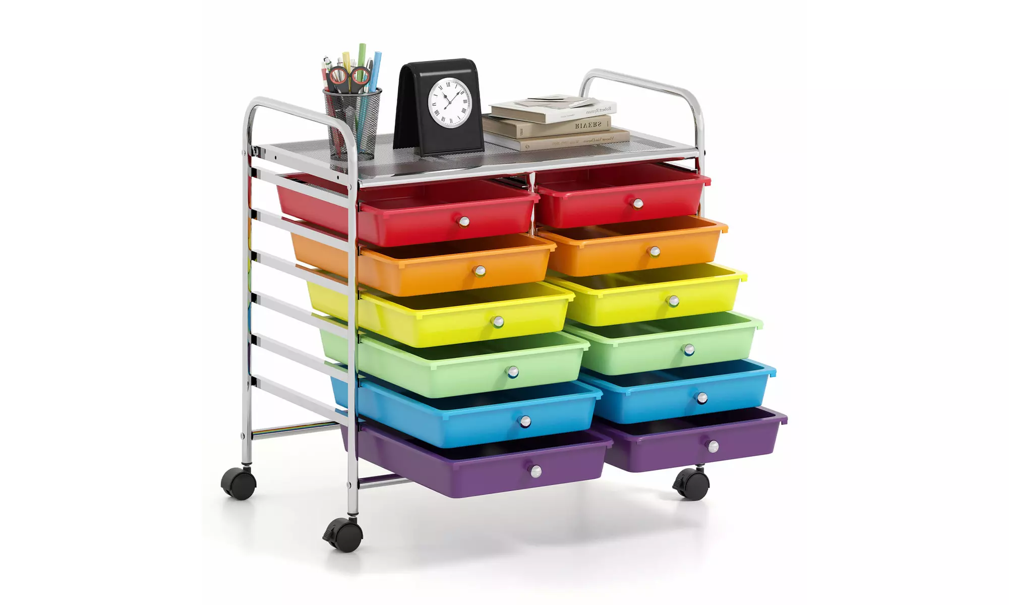 Costway 12 Drawers Rolling Cart Storage Scrapbook Paper Studio Organizer Bins
