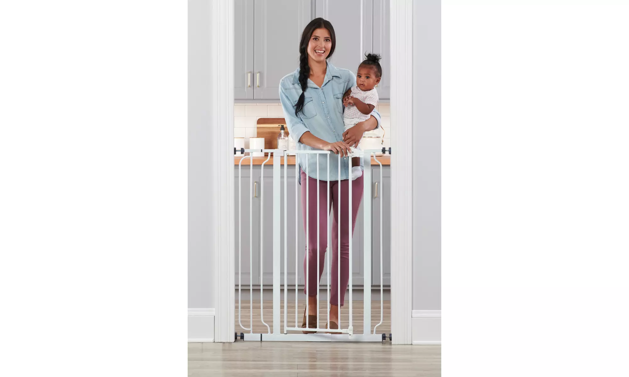 Regalo Easy Step Extra Tall Walk Thru Baby Gate, White - Primary Image