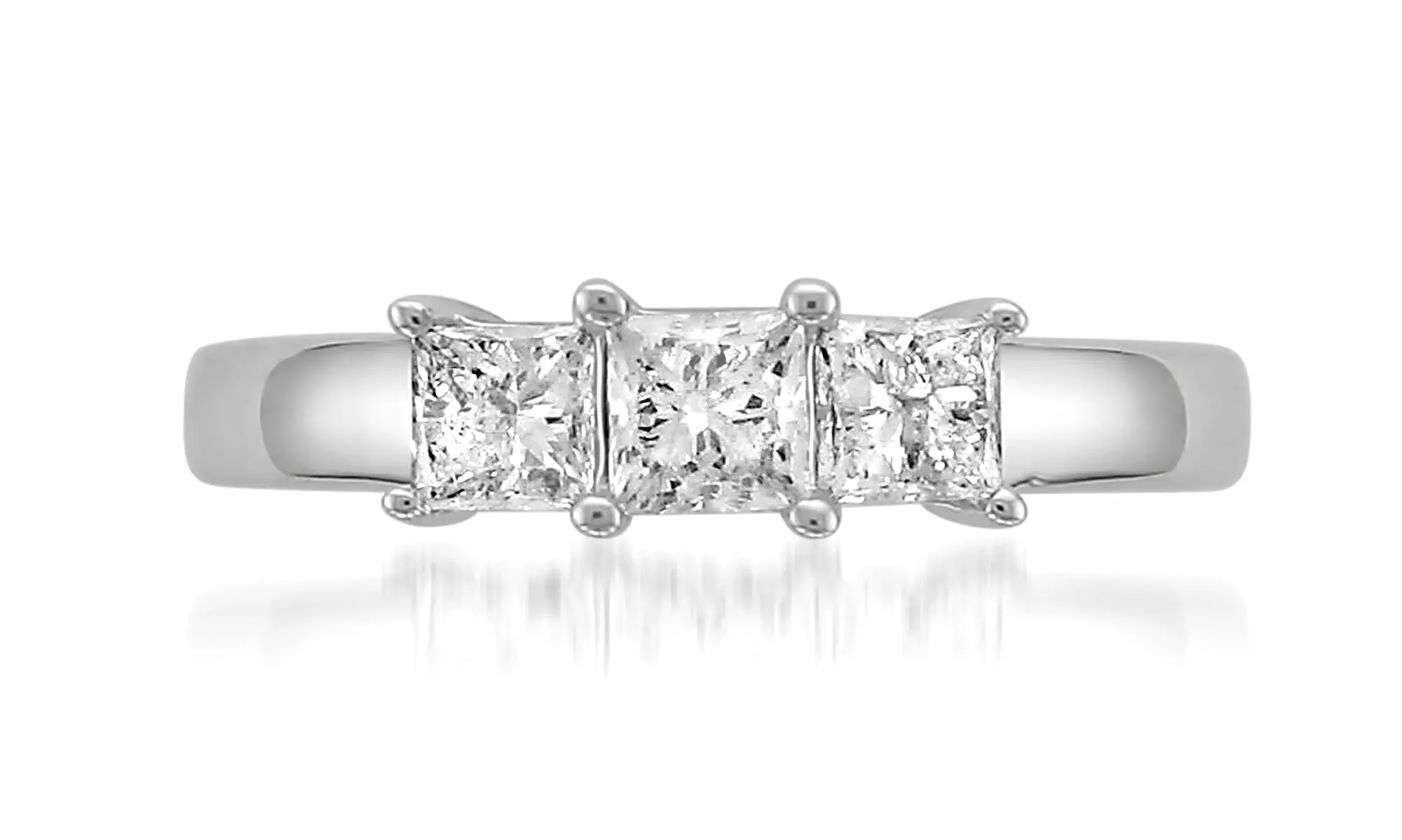 1 Cttw Three Stone Princess Cut Diamond Ring in Platinum by Eternal Brilliance - Primary Image