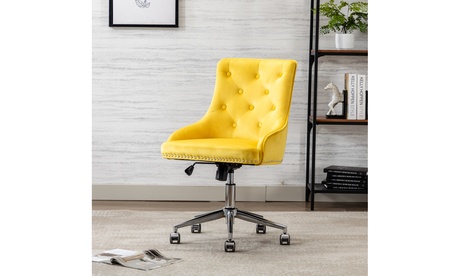 Mid-Back Modern Tufted Velvet Computer Chair Swivel Height Adjustable