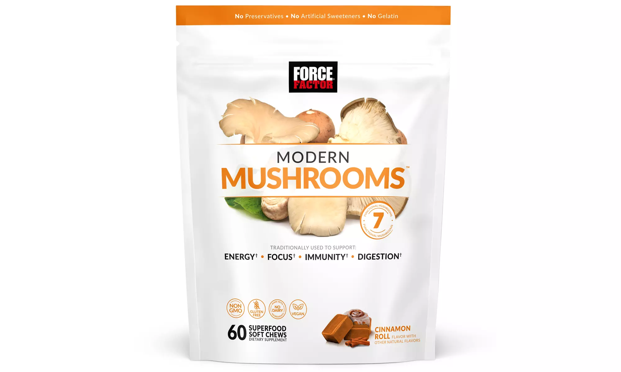 Force Factor Modern Mushrooms Soft Chews - Energy, Focus, Immunity, & Digestion - Primary Image