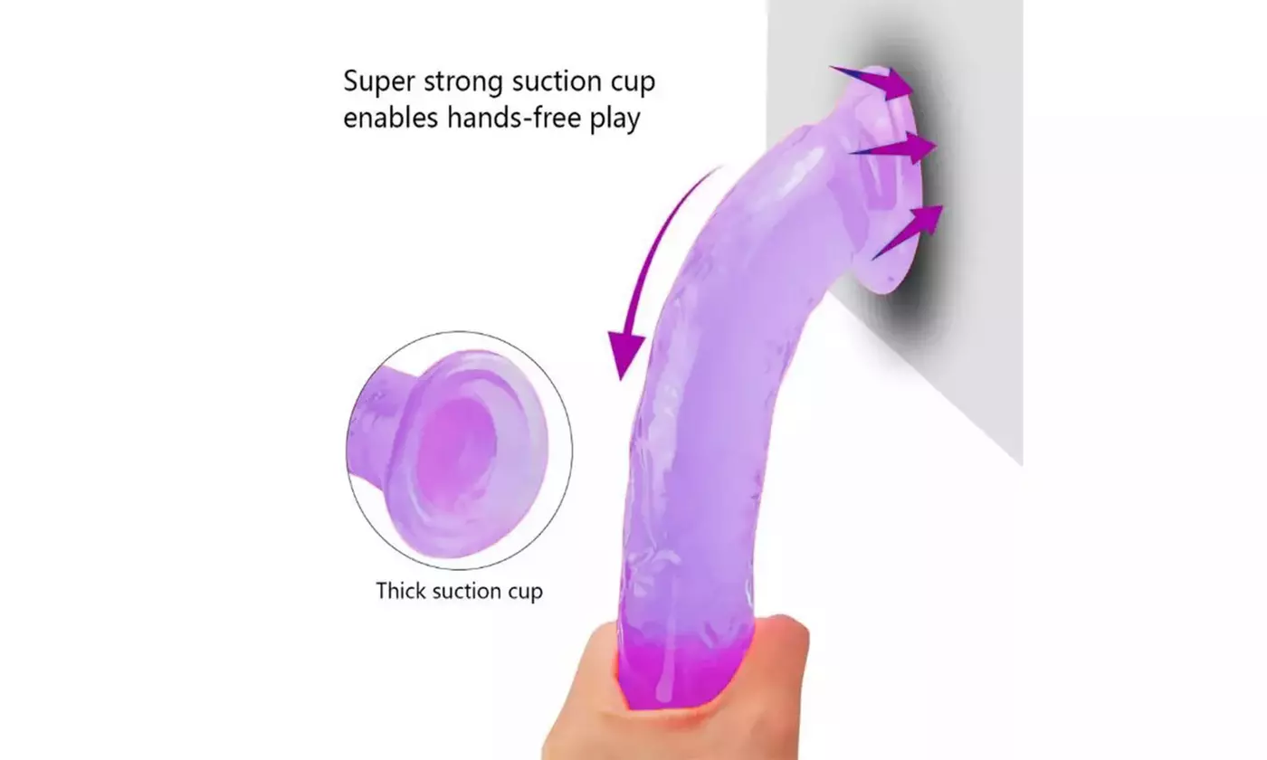 8 inch Jelly Anal Dildo Suction Cup Waterproof Realistic Penis Veined Sex Toys