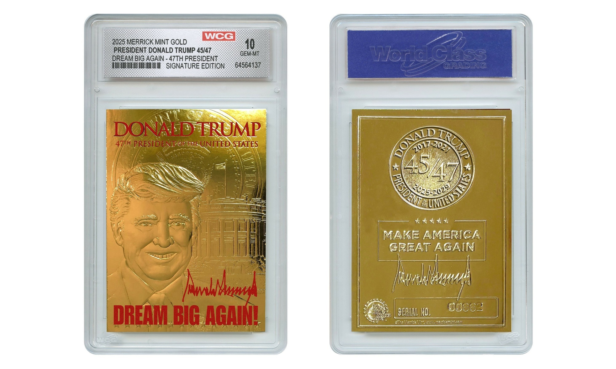 Donald Trump 47th President DREAM BIG AGAIN 23K Gold Sculpted Collectible Card