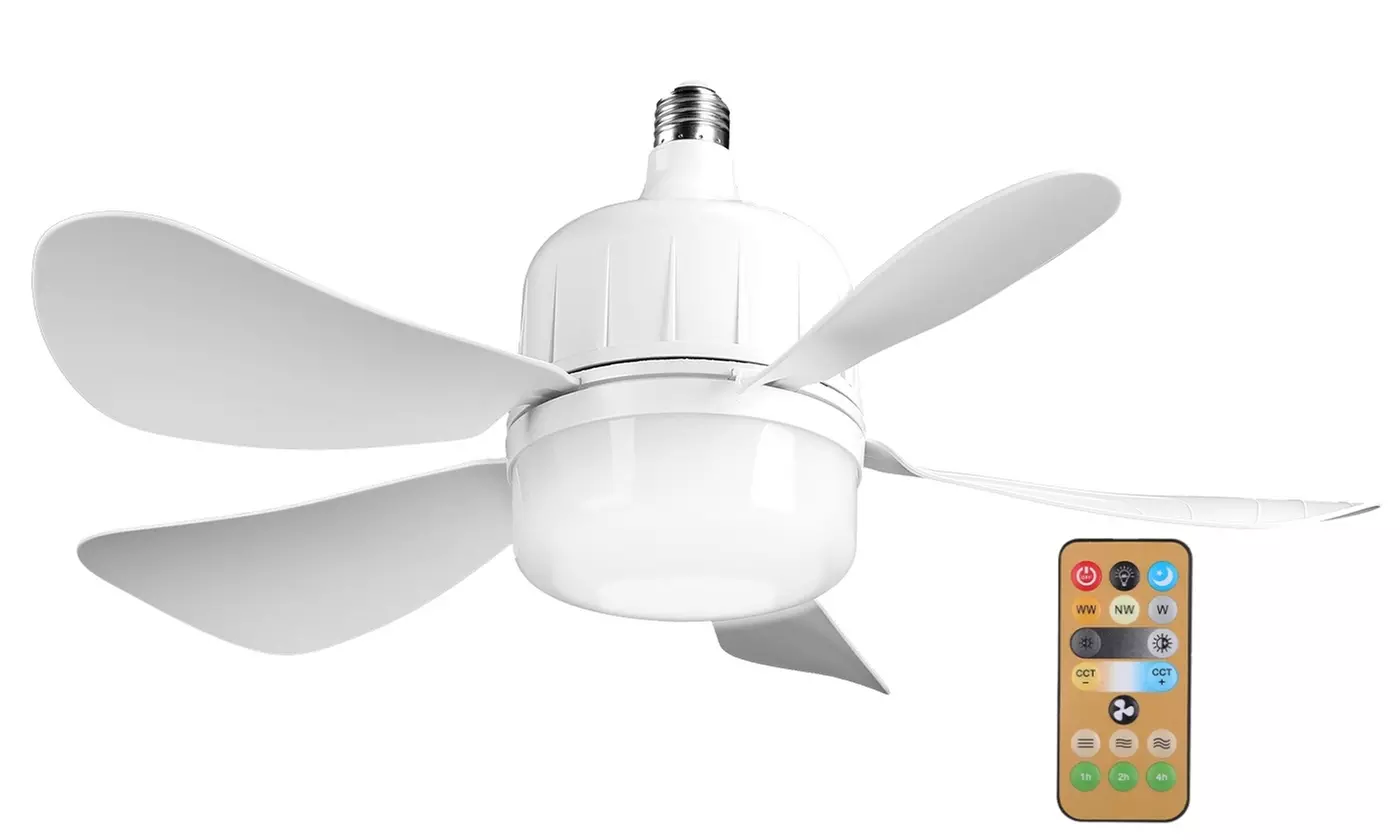 iMounTEK 2-in-1 Socket Ceiling Fan Light with Remote, Dimmable LED & Timer