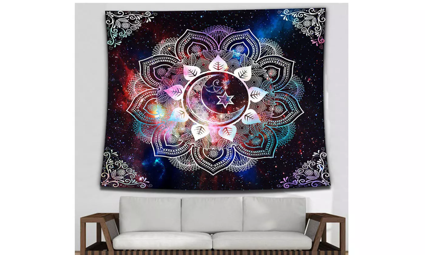 Mandala Hippie Boho Celestial Moon Starry Night Wall Hanging Tapestry - Primary Image