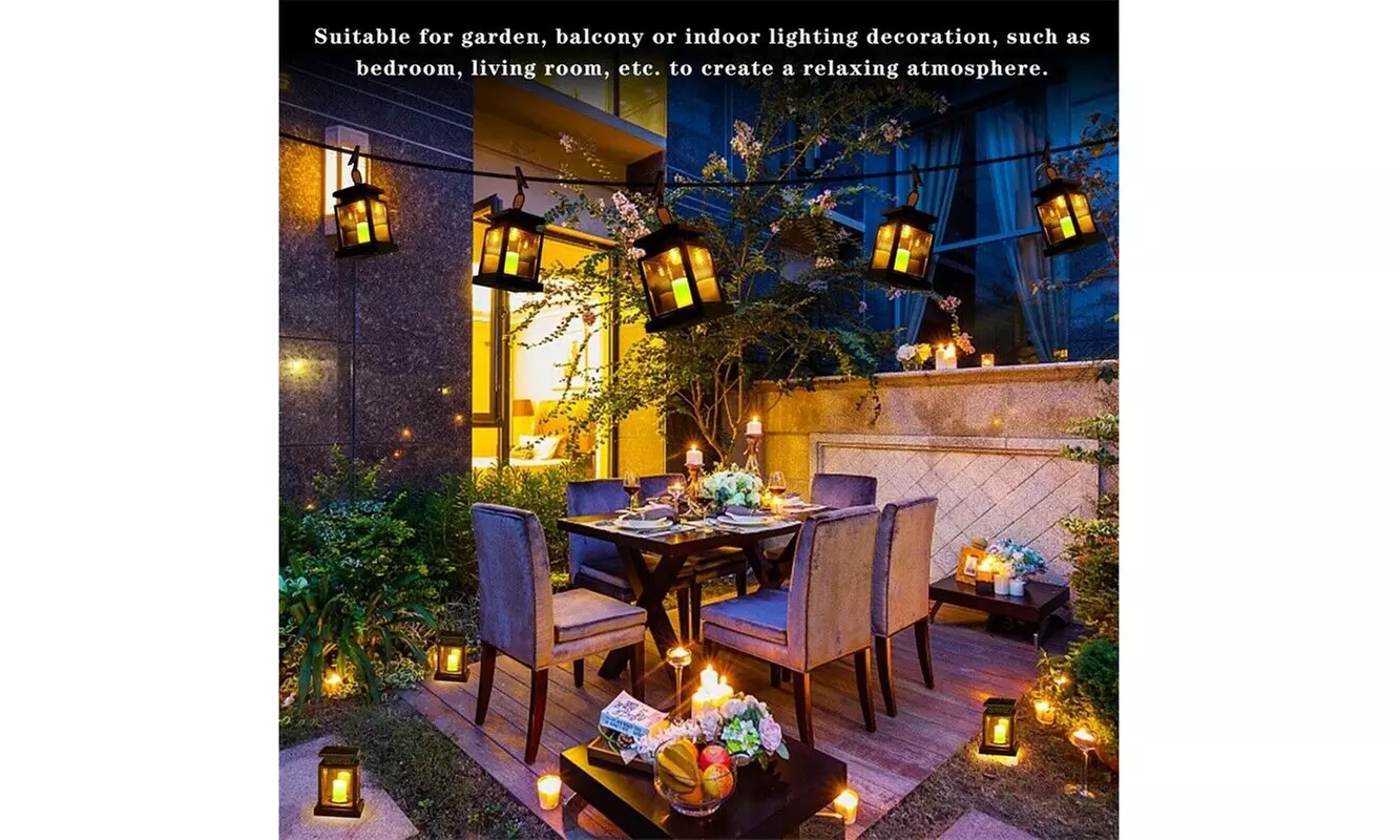 Solar Lights Outdoor Flameless Candles Lantern Waterproof Garden Hanging Lights