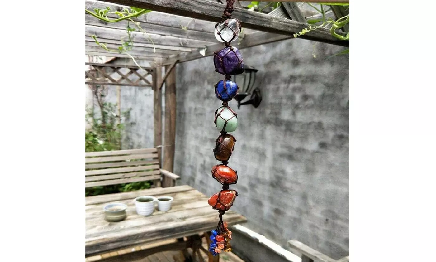 7 Chakra Natural Crystal Gemstone Tassel Hanging Stones Ornaments Car Home Decor