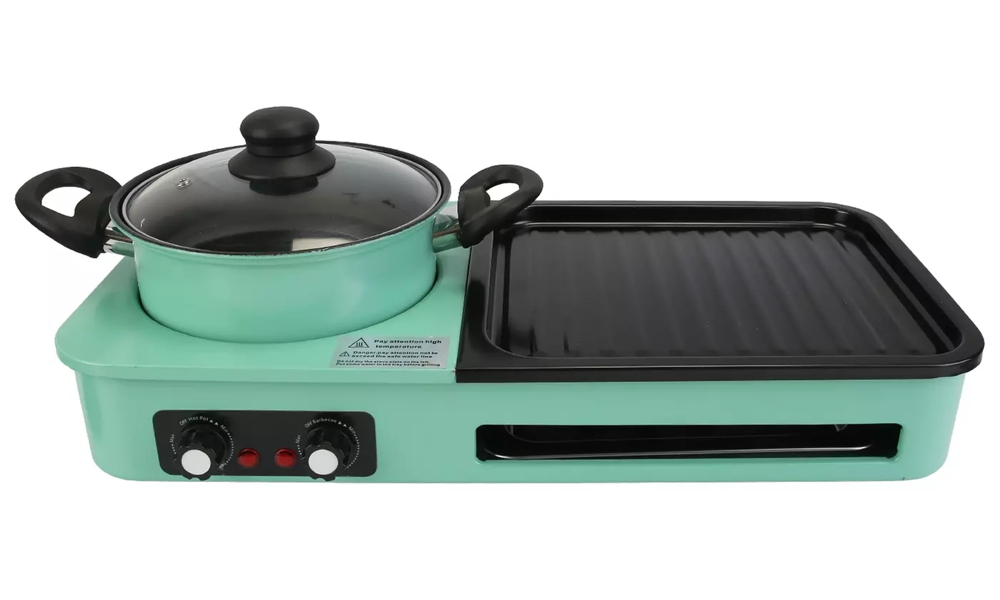 iMounTEK 3-in-1 Electric Hot Pot and Korean BBQ Grill Non-Stick Shabu Cooker