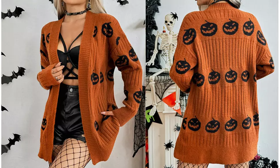 Love Kuza Creepy Cuddle Halloween Sweater Open Cardigan (S-XL)