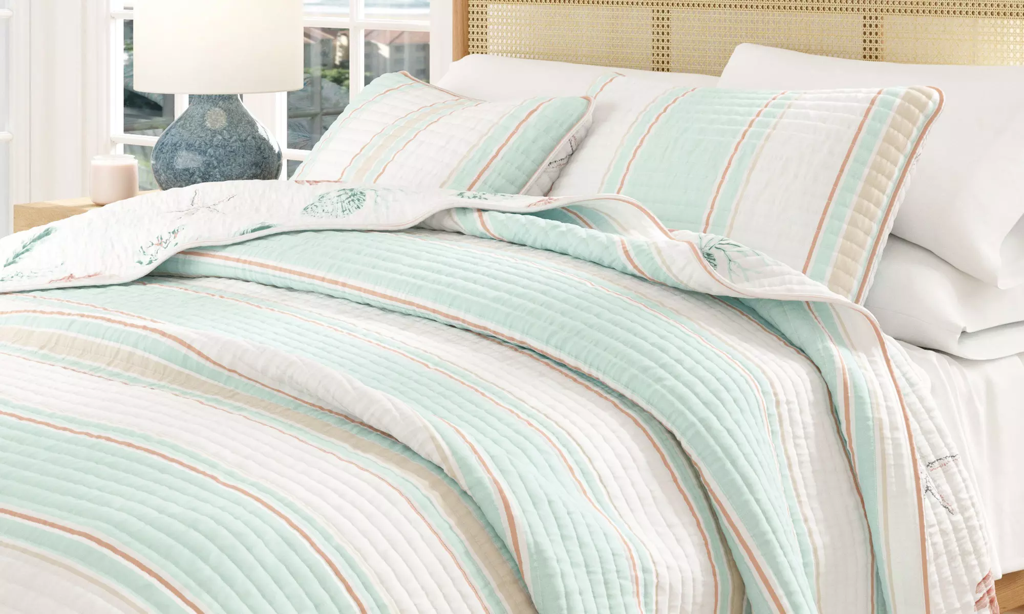 Reversible Coastal Cotton Quilt Set (2- or 3-Piece)