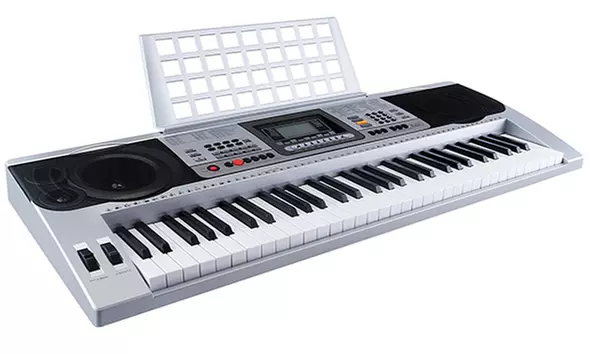 Silver 61 Key Music Digital Electronic Keyboard Electric Piano Organ with Stand - Primary Image