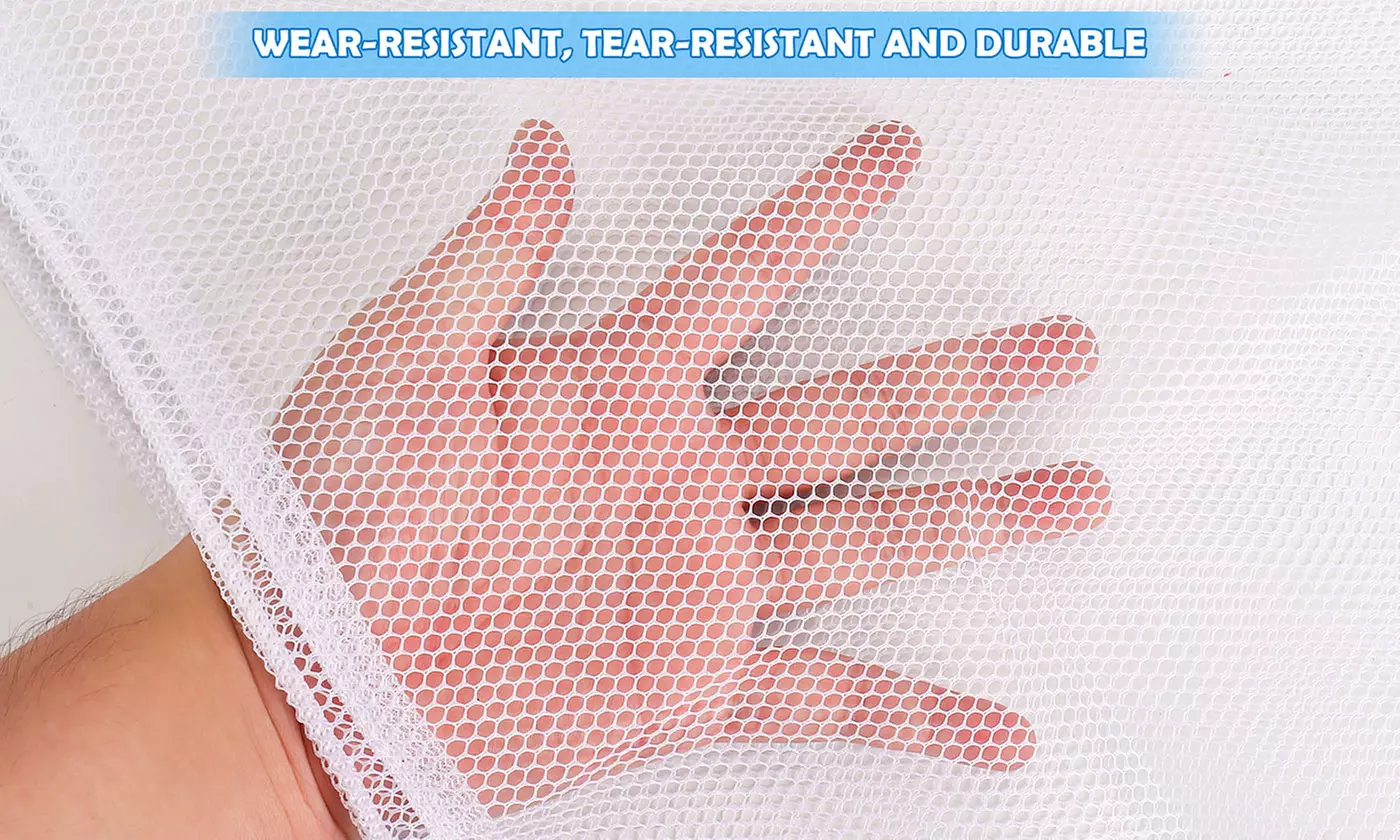 2Pcs Heavy Duty Laundry Bag Large Mesh Wash Clothes With Drawstring Top Closure