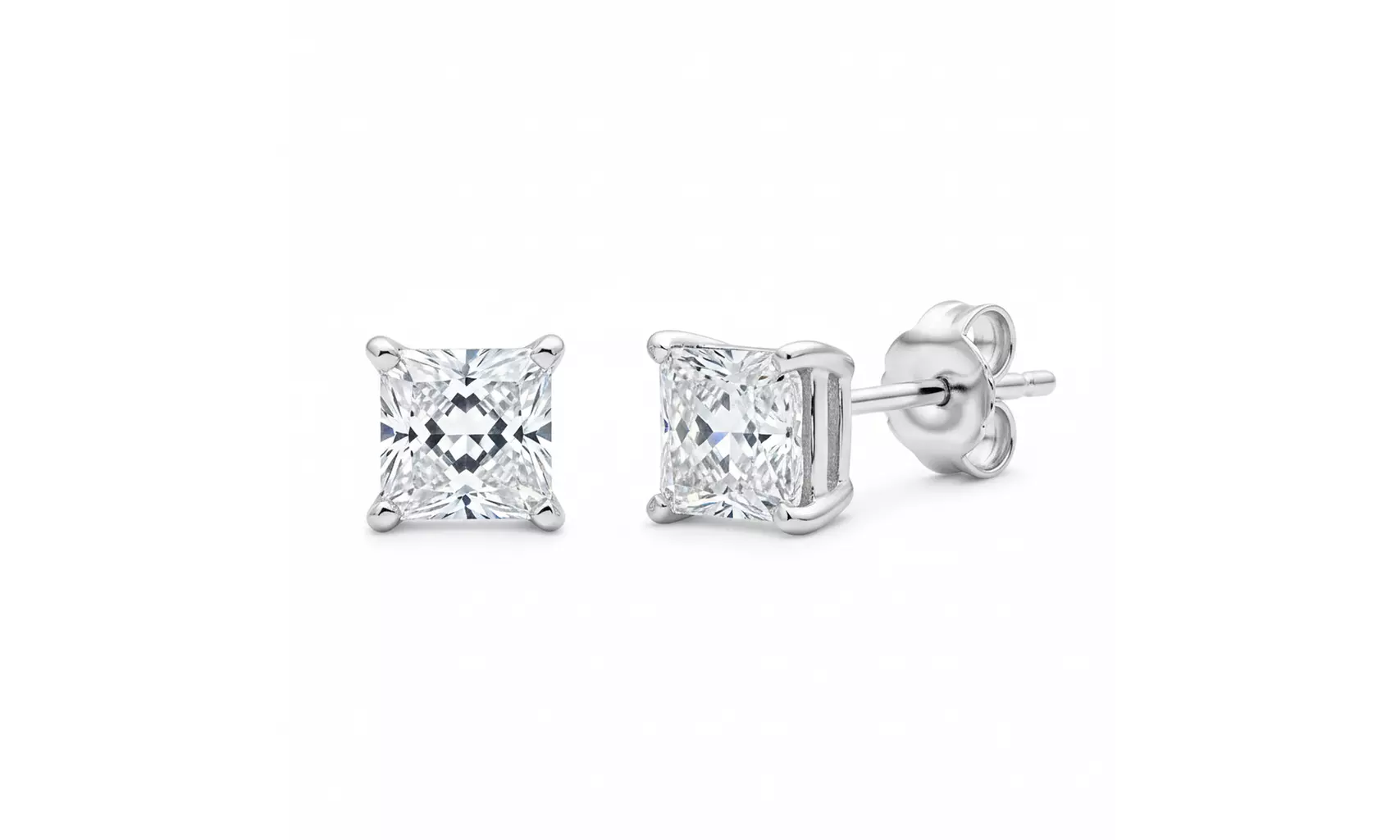 14K Rose White & Yellow Gold Round cut Created Diamond 1/4, 1/2 ct Stud Earrings