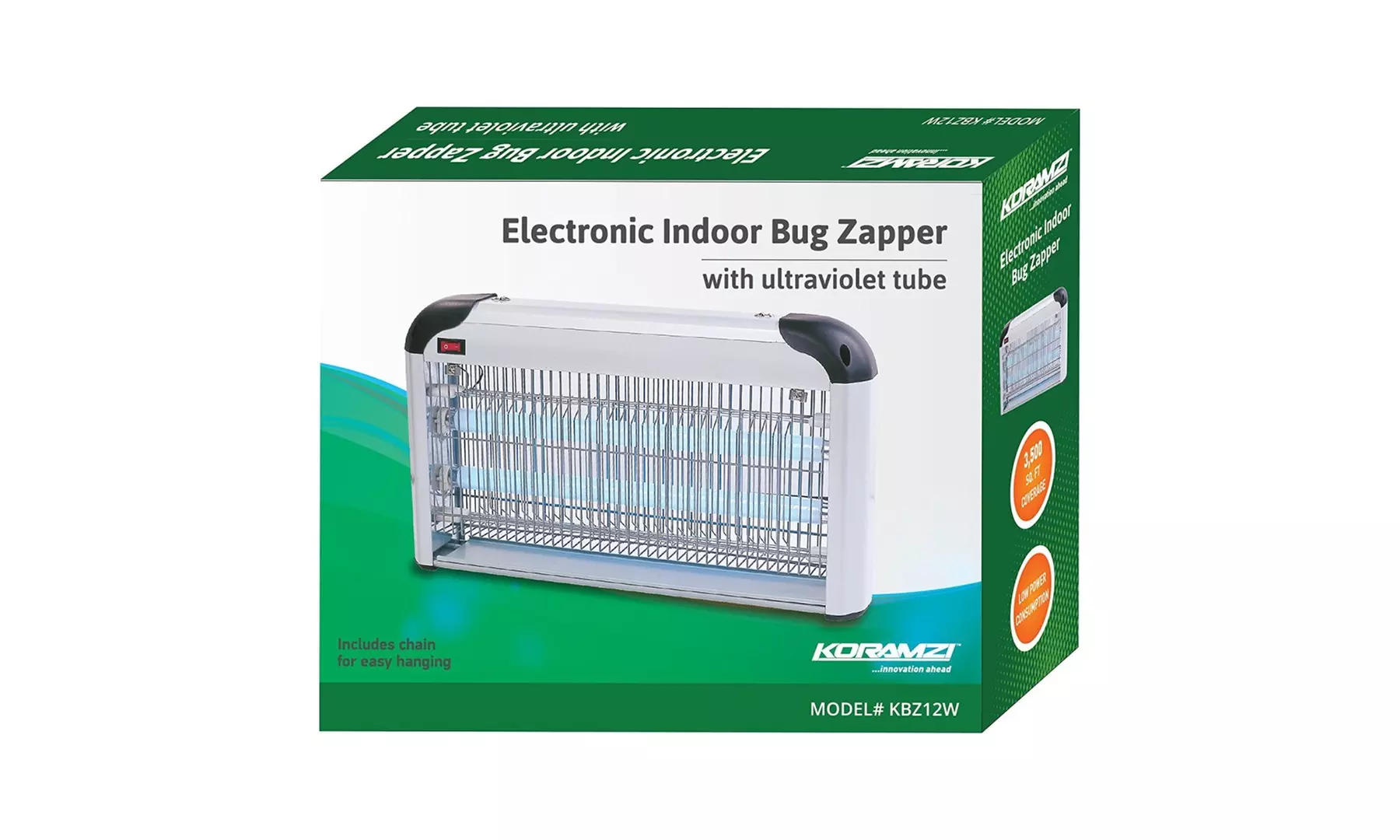 KORAMZI KBZ12W Electronic Indoor Bug Zapper, 12 Watts Silver - Refurbished - Second Medium