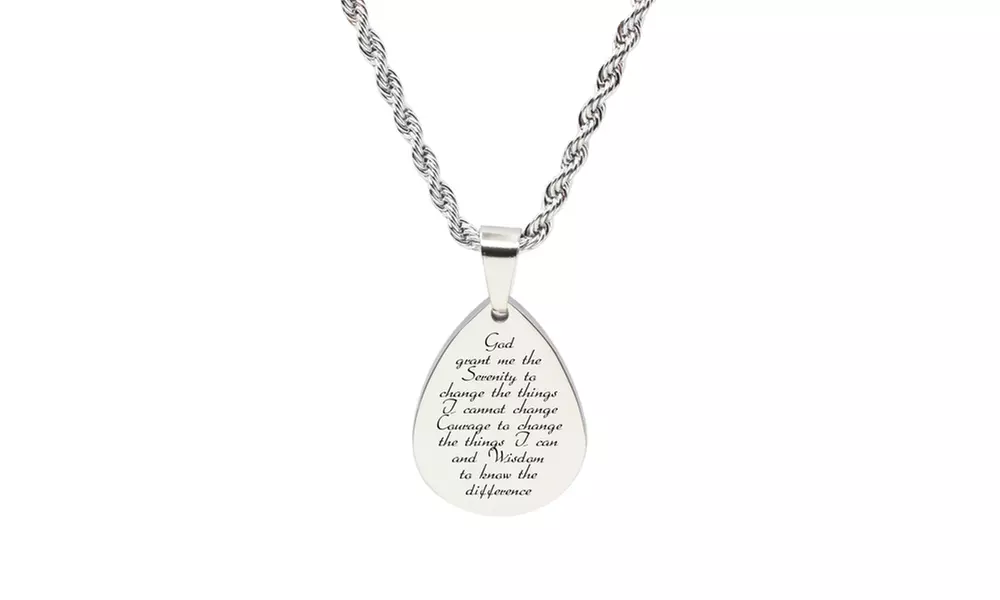Pink Box Teardrop Inspirational Tag Necklace - Primary Image