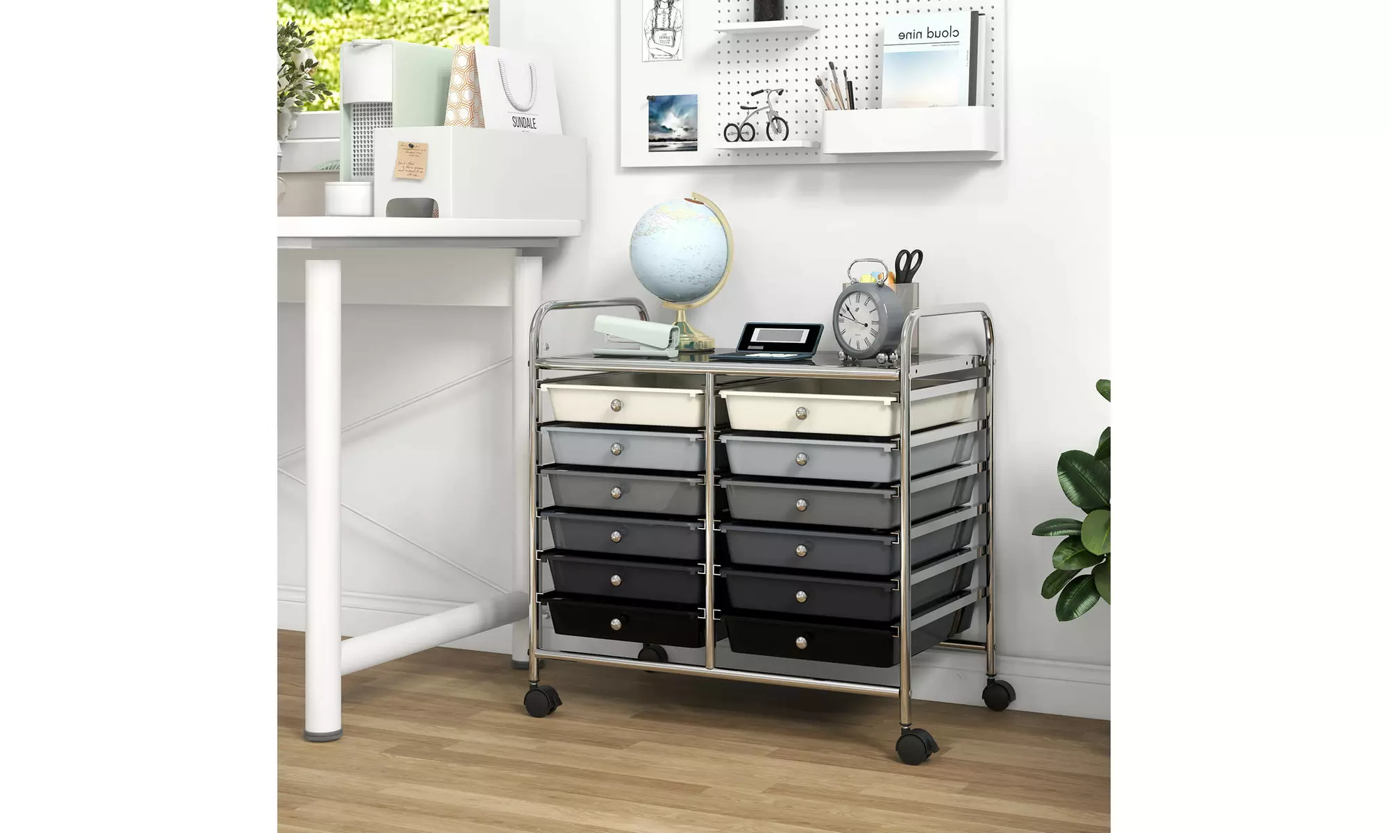 Costway 12 Drawers Rolling Cart Storage Scrapbook Paper Studio Organizer Bins