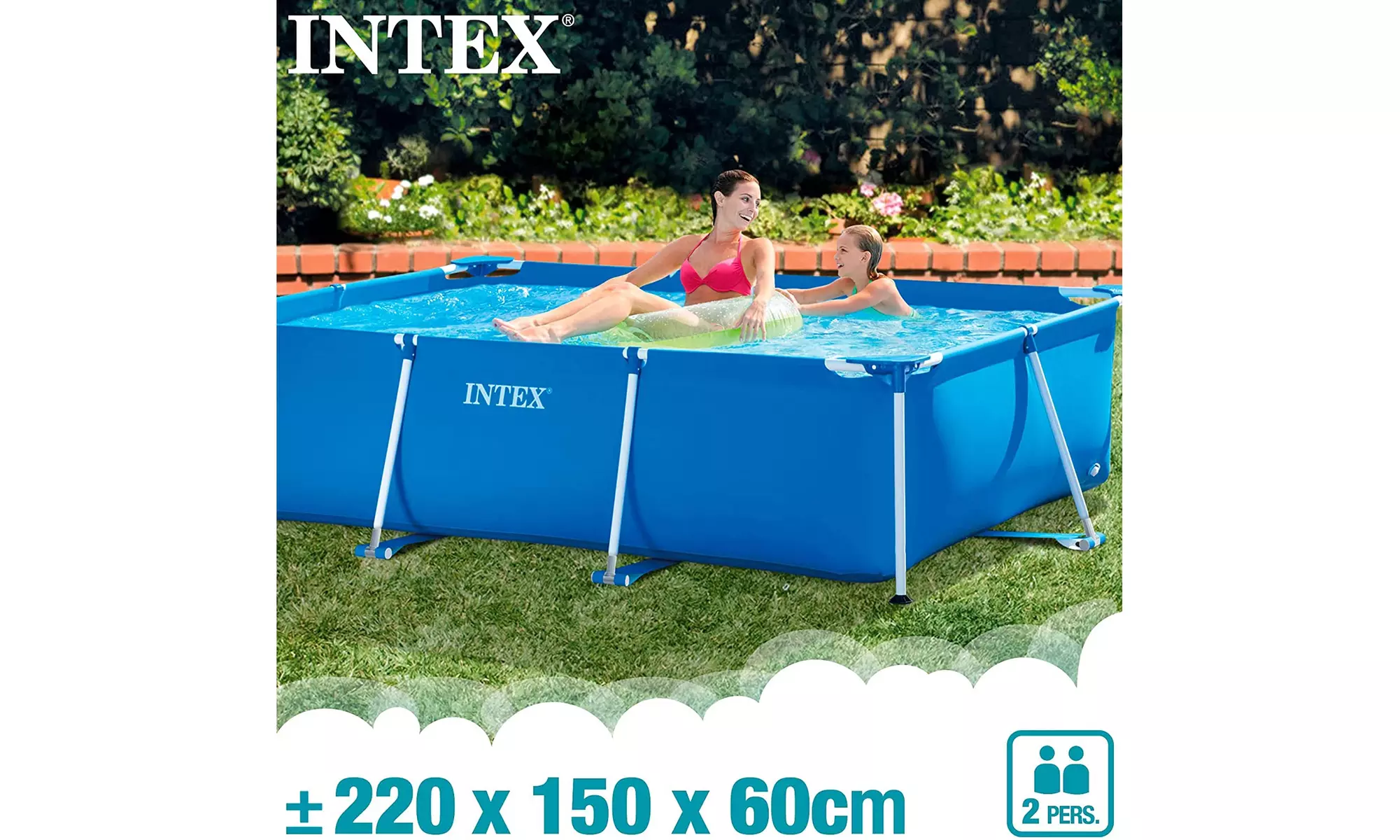 Intex 8.5' x 5.3' x 2.13' Rectangular Frame Above Ground Backyard Swimming Pool - Primary Image