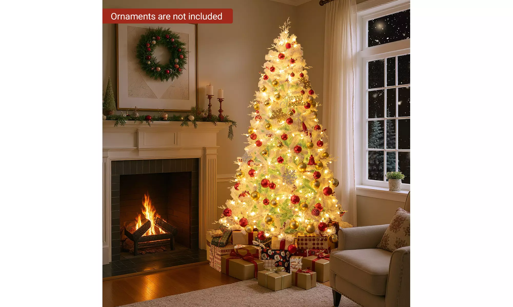 Costway Pre-Lit Artificial Christmas Tree with Branch Tips | Warm White LED Lights | Easy Setup & Home Decor