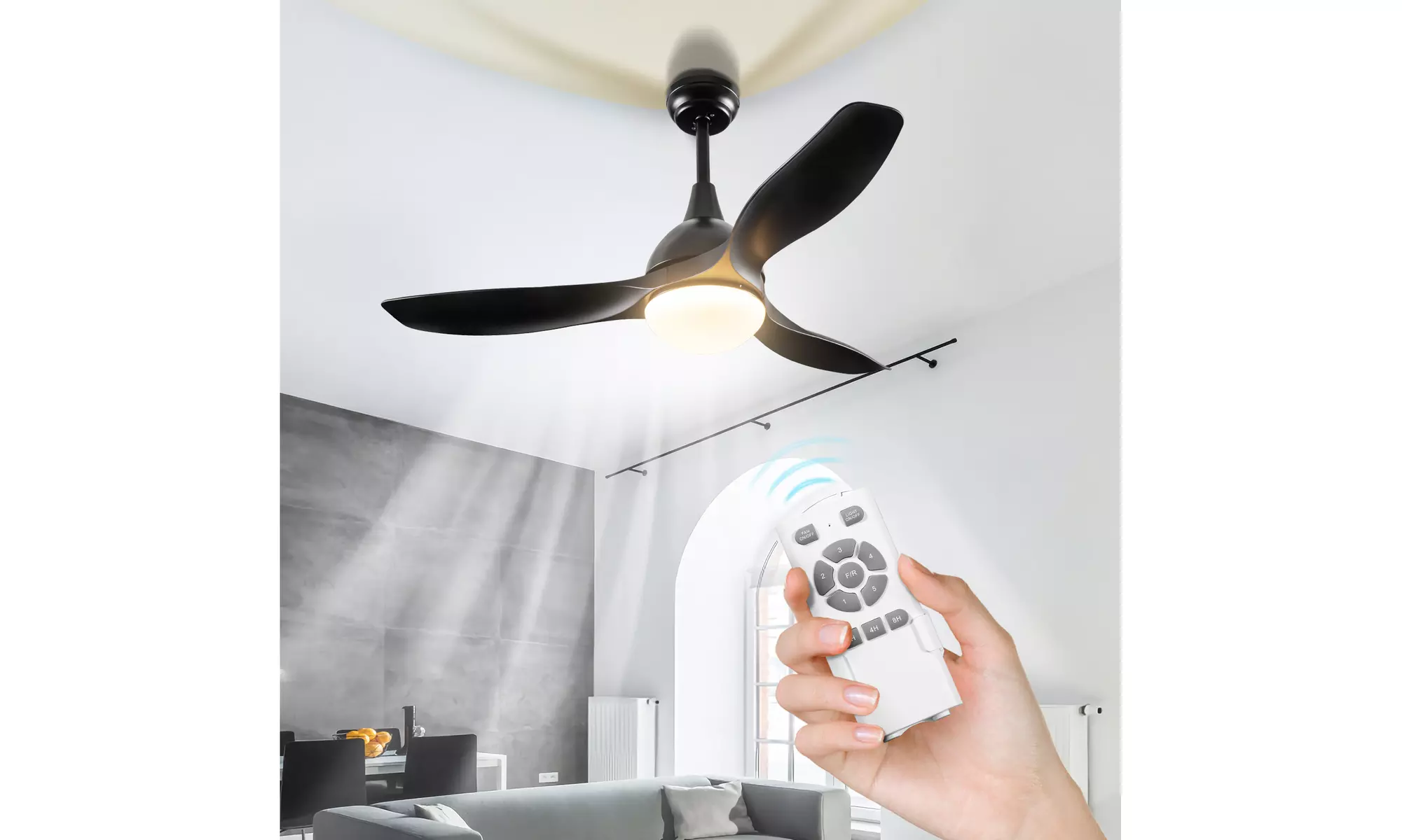 Costway 48" Ceiling Fan w/ Dimmable LED Light Remote Control Reversible Blades - Primary Image