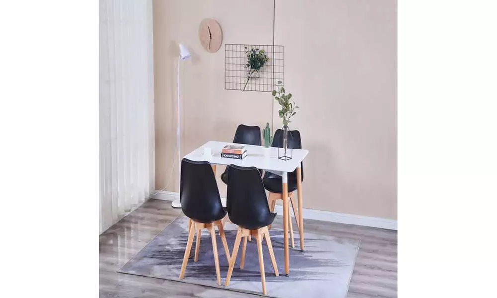 Set of 4, Nordic Dining Chair with Beech Wood Legs for Dining Room - Second Medium
