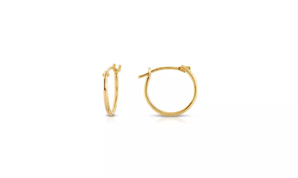 Solid 14k Yellow Gold 12mm French Lock Hoops - Primary Image