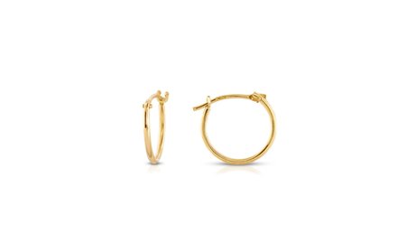 Solid 14k Yellow Gold 12mm French Lock Hoops